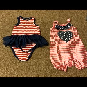 2PC Red, White and Blue 1PC outfits - 12 MOS